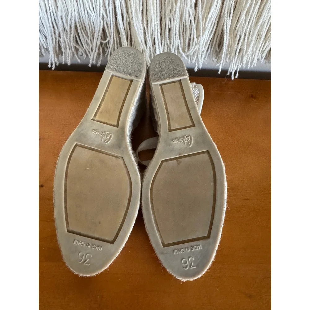 Castaner Carola Beige Jute Ankle Wrap Espadrille Platform Wedge Sandal Size 6